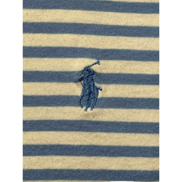 Vintage Polo Sport Ralph Lauren Striped V-Neck T-Shirt Men’s Large Blue White - Picture 3 of 7